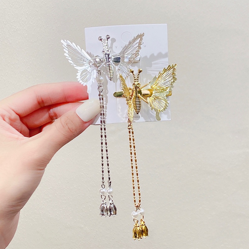 Flgo Kẹp Tóc Cánh Bướm Đính Ngọc Trai Phong Cách Tươi Mới Cho Nữ H