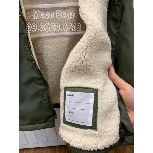Áo khoác mùa đông lót lông cừu zara xuất dư chống mưa cho bé