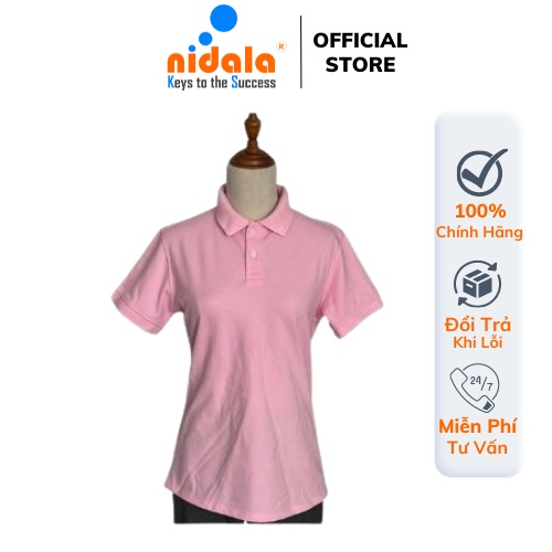 Áo thun polo nữ màu hồng ngắn tay cổ bẻ Nidala chất cotton cao cấp