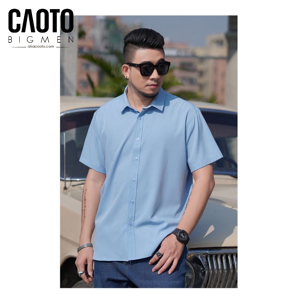 Áo Sơ Mi Trơn Big Size Nam Ngắn Tay Xanh Biển – HÀNG CHÍNH HÃNG Size 2XL 3XL 4XL 5Xl 6XL 7XL 8XL | BigBuy360 - bigbuy360.vn