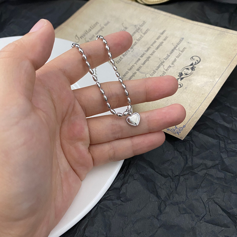 Vòng tay 23593 hạt gạo phối mặt hình trái tim thời trang Hàn Quốc cá tính phù hợp với mọi phong cách cho cặp đôi