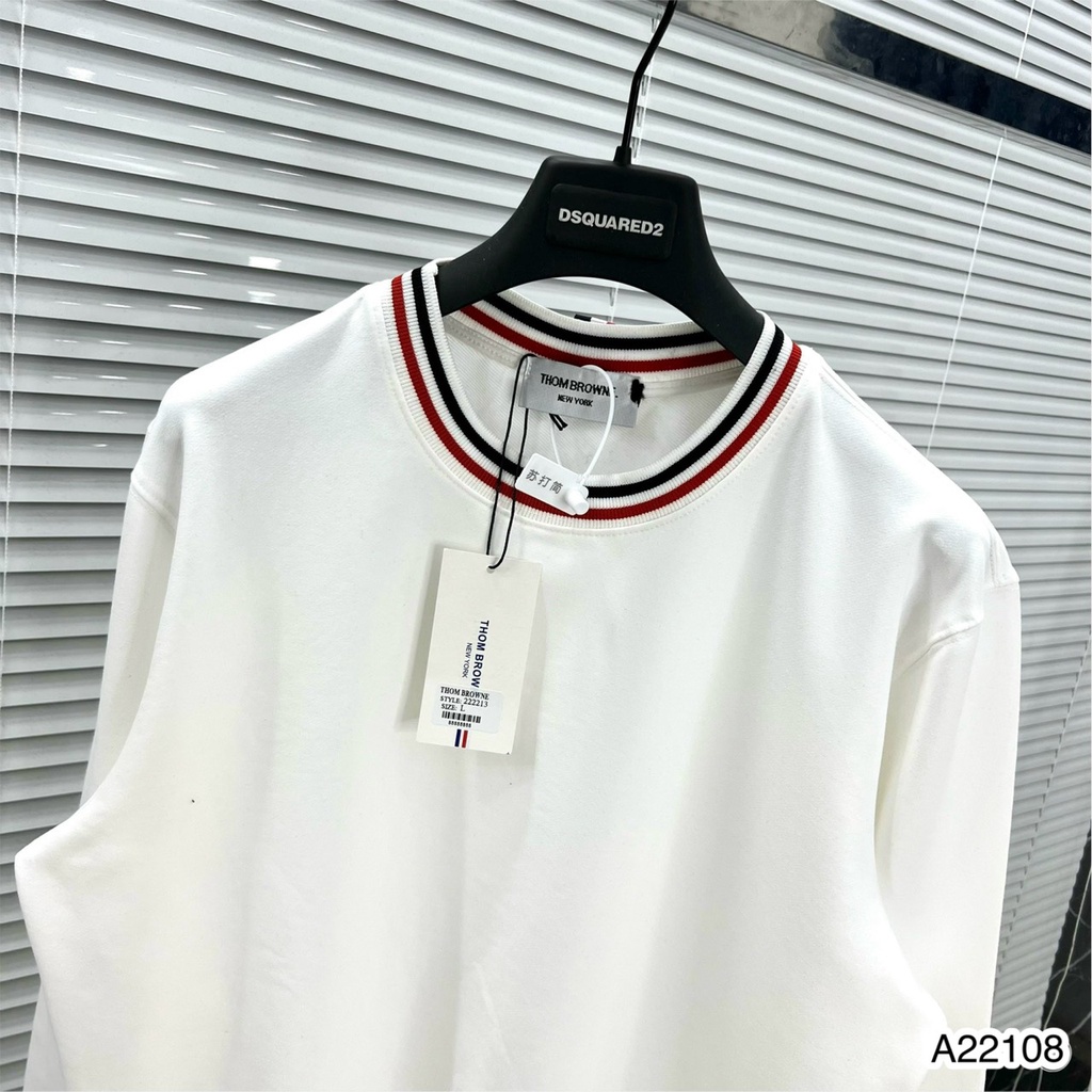 Áo Nỉ Dài Tay Nam Nữ Thom Browne Kẻ Tay Siêu Đẹp - Áo Nam Nữ Thom Browne Nỉ Dài Tay Kẻ Vòng Cổ Cực Nét