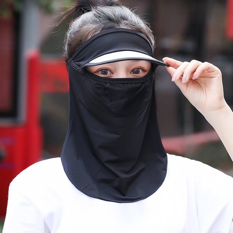 Mặt Nạ Chống Nắng Toàn Diện Bằng Lụa Mát Thoáng Khí Có Mũ Trùm Đầu