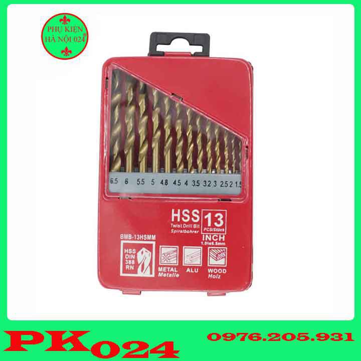 Hộp Mũi Khoan Đỏ Mạ Titan Cao Cấp HSS - 13 Mũi