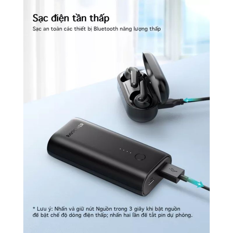 😍 Lõi PIN LG21700 😍Sạc dự phòng 10000mAh hỗ trợ sạc nhanh PD QC 3.0 18W RAVPower RP-PB205