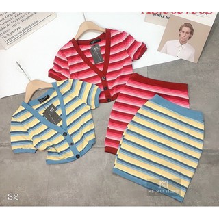SET ÁO CROP SỌC KÈM CHÂN VÁY