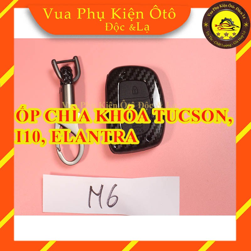 Ốp chìa khóa Huyndai Tucson 18, I10 18, Elantra 18-bọc chìa khóa vân carbon cho xe ô tô M6