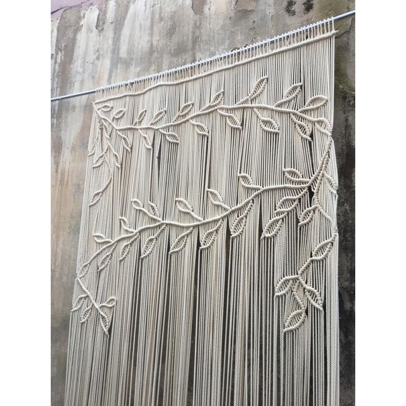 Rèm macrame lá trang trí