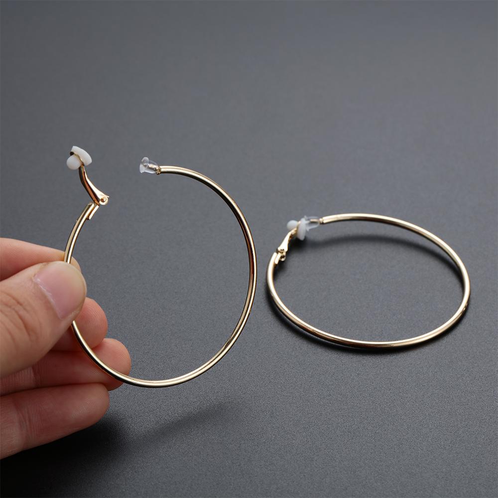 MIH 1 Đôi Bông Tai Tròn Không Xỏ Lỗ Có Đệm Thời Trang Dành Cho Nữ