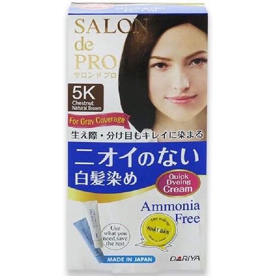 Kem Nhuộm Tóc Nữ Phủ Bạc Nhật Bản Salon de Pro 5K (Màu Nâu Hạt Dẻ)