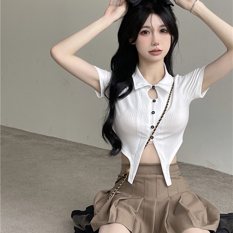 Áo Thun polo Tay Ngắn Thiết Kế Độc Đáo Thời Trang Quyến Rũ