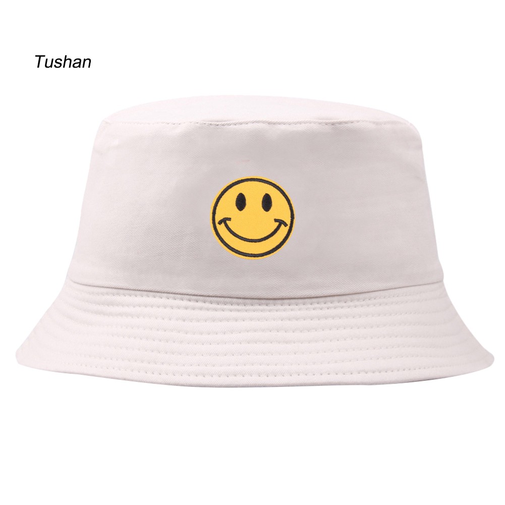 Nón tai bèo thêu hình mặt cười dễ thương cho nam nữ
