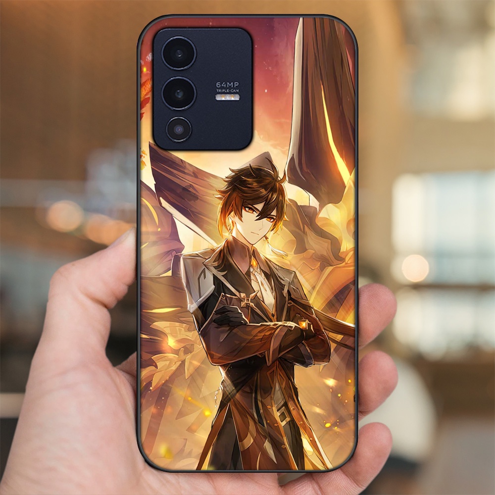 Ốp lưng Vivo V23 5G viền đen in hình Zhongli Genshin Impact