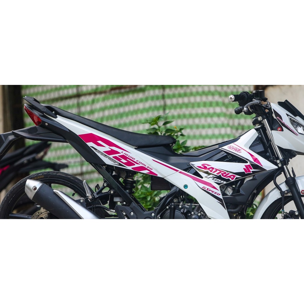 Tem Rời Dán Xe Raider - Satria FI Trắng Hồng Chữ F150 Cực Đẹp, Hàng 3 Lớp Chất Lượng Cao Không Bay Màu