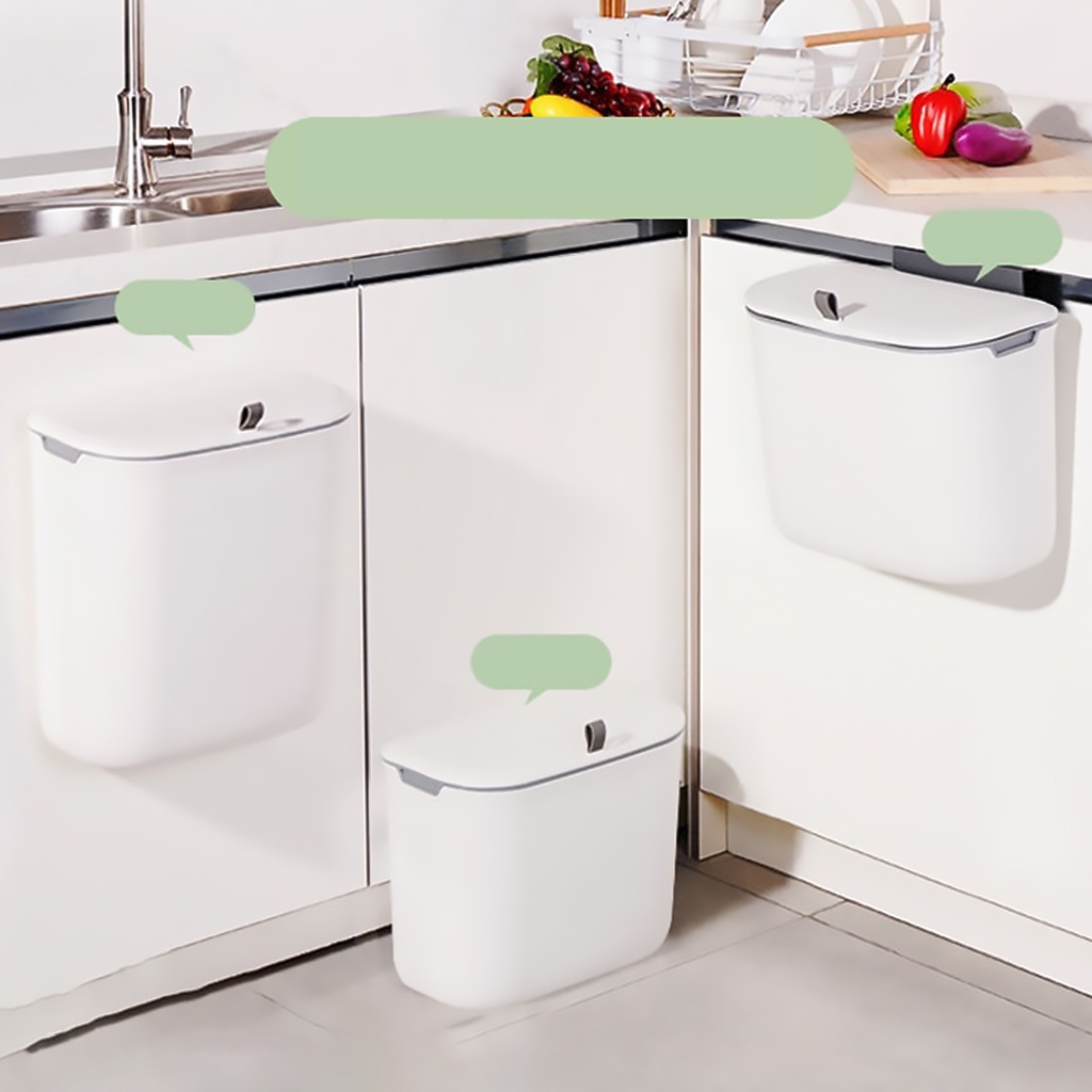 Thùng Rác Gắn Tường 7L Có Nắp Tiện Dụng Cho Nhà Bếp / Phòng Tắm