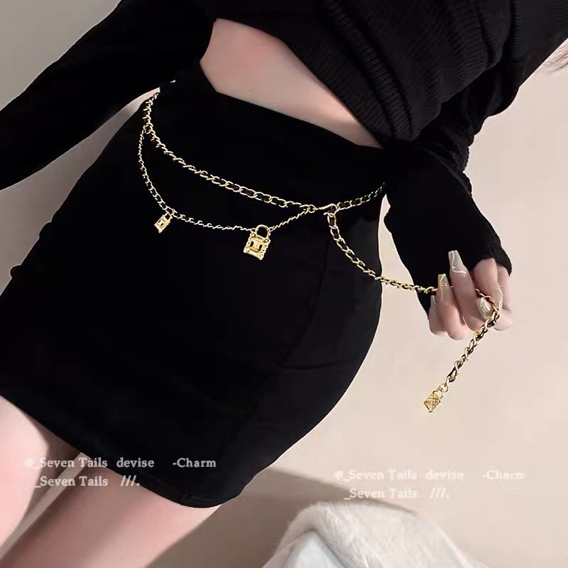 Đai váy dây xích khoá, betl xích xinh, phụ kiện đai váy Hari korea accessories