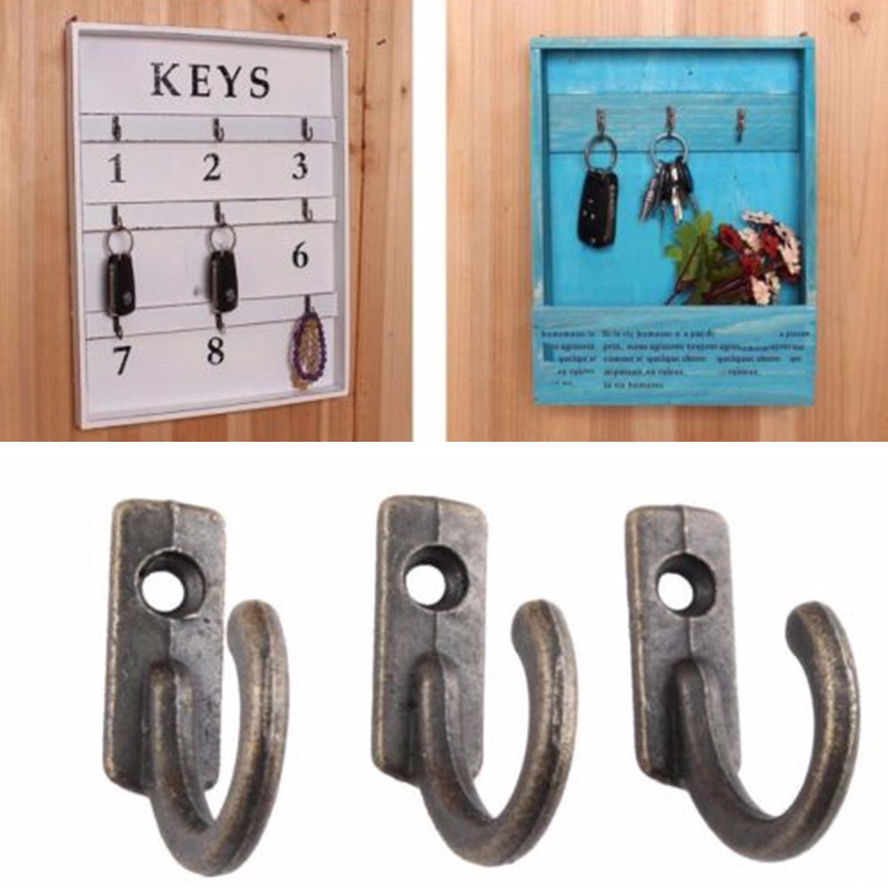 Set 10 Móc Treo Đồ Gắn Tường Bằng Kim Loại Phong Cách Cổ Điển Kèm Ốc Vít