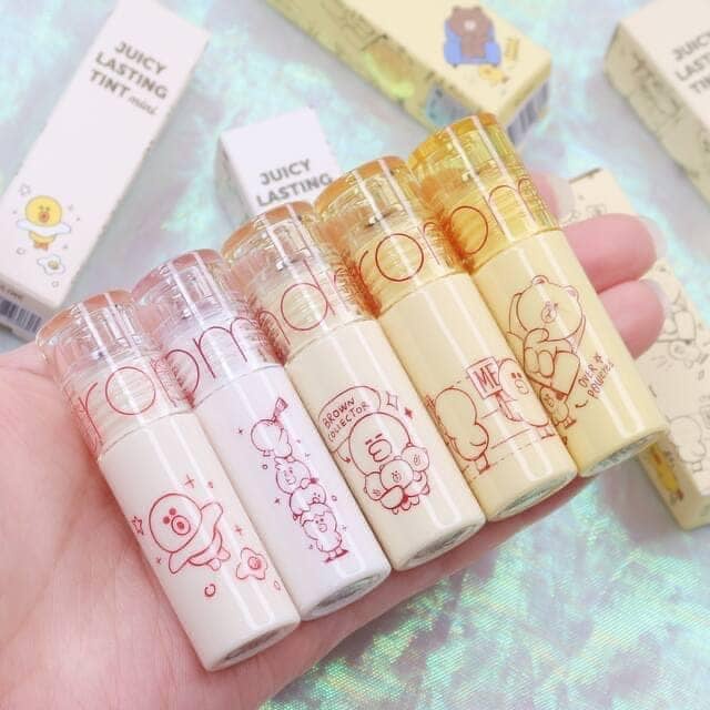 [Hàng trả order, không có dư] Son Tint Bóng Romand LINE FRIENDS Juicy Lasting Tint Mini 2g