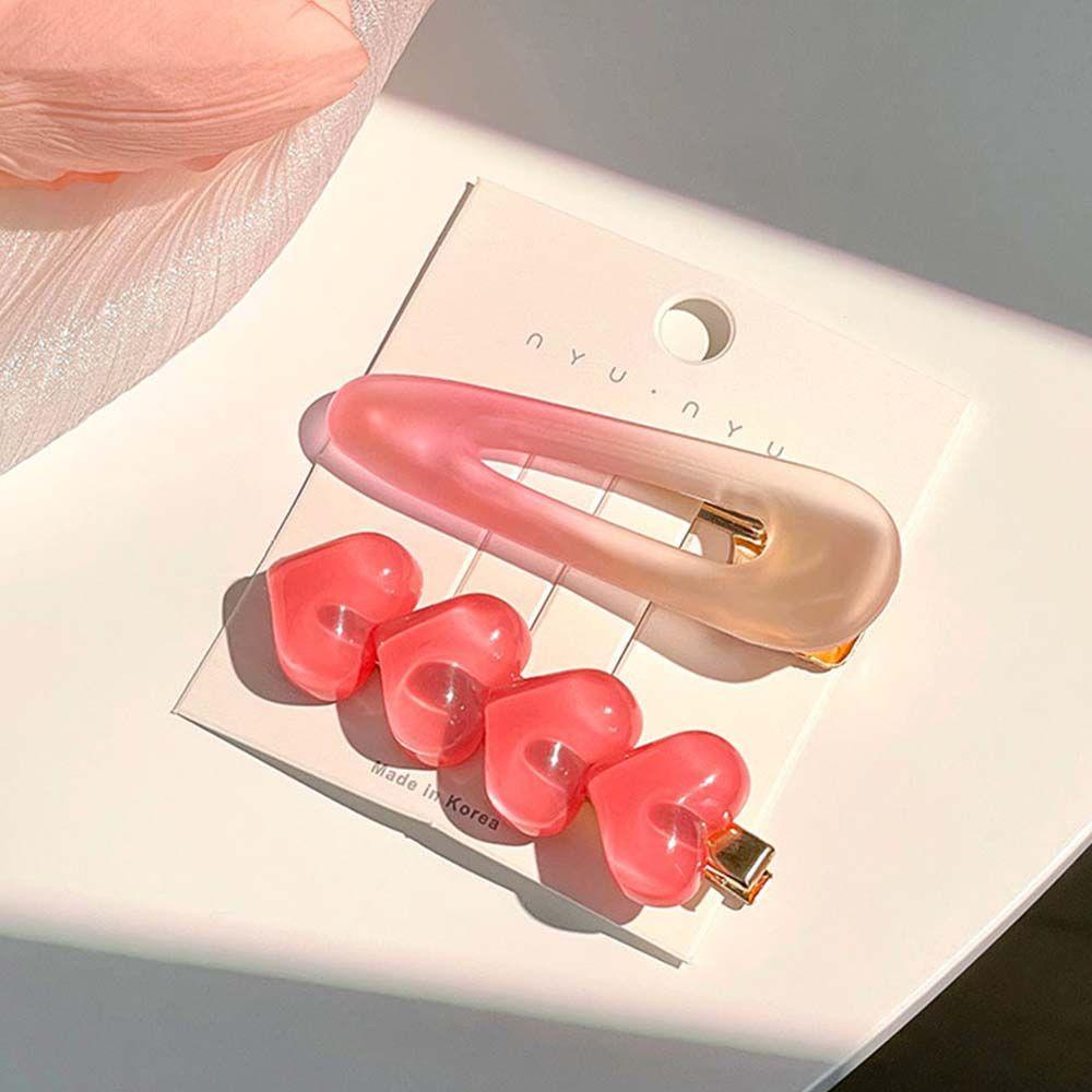 Kẹp Tóc Bằng Acrylic Màu Hồng Dễ Thương Phong Cách Hàn Quốc Cho Nữ