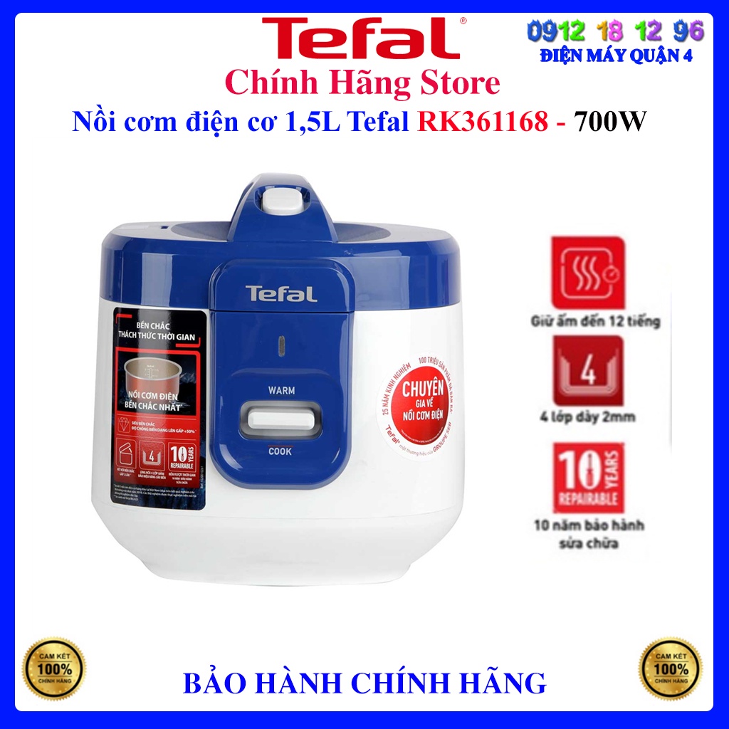 Nồi cơm điện cơ 1,5L Tefal RK361168, Bảo hành chính hãng 24 tháng