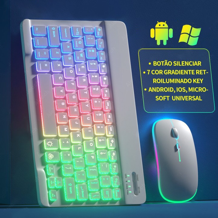 Bàn Phím bluetooth Có Đèn Nền RGB 10 inch Cho Máy Tính Bảng