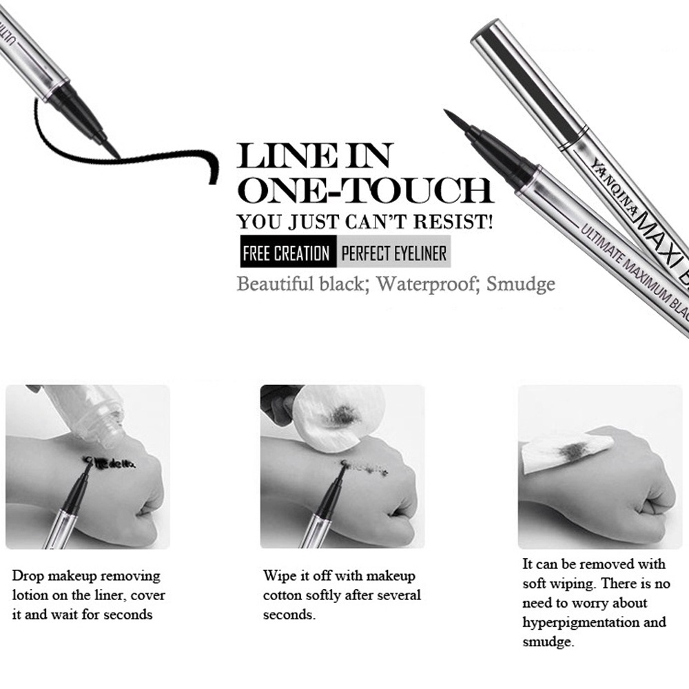 1 Bút Kẻ Mắt Dạng Lỏng Màu Đen Chống Nước Lâu Phai Dành Cho Nữ