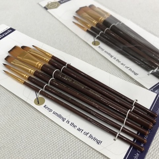 BỘ CỌ VẼ 6 CÂY CÁN NÂU GỖ - CỌ VẼ MÀU NƯỚC - BỘ CỌ MỸ THUẬT