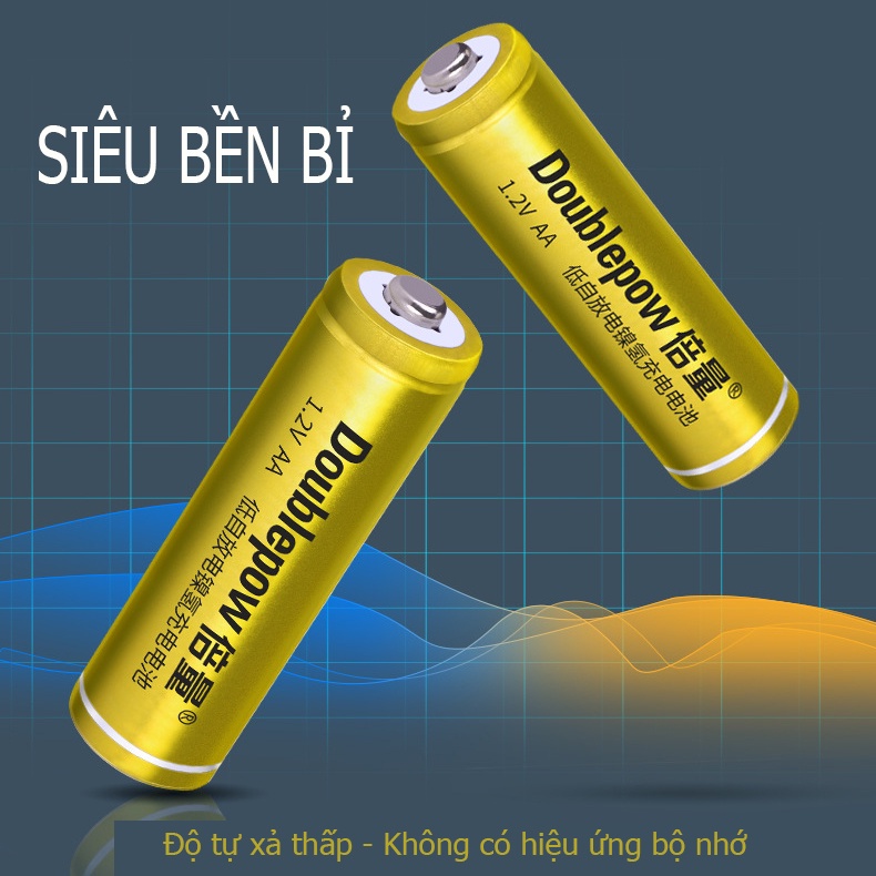 Pin sạc AA 3000mAh (vàng) chính hãng Doublepow - Pin dung lượng cao chuyên dùng cho Micro KTV, cửa ra vào, đồng hồ