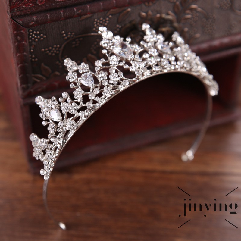 GETNOIVAS Vương miện bạc phong cách cổ điển xinh xắn thời trang cho cô dâu