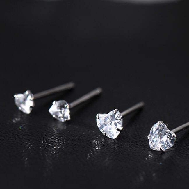 Bông tai bạc bông nụ đá hình trái tim xinh xắn Van Jewelry V10067