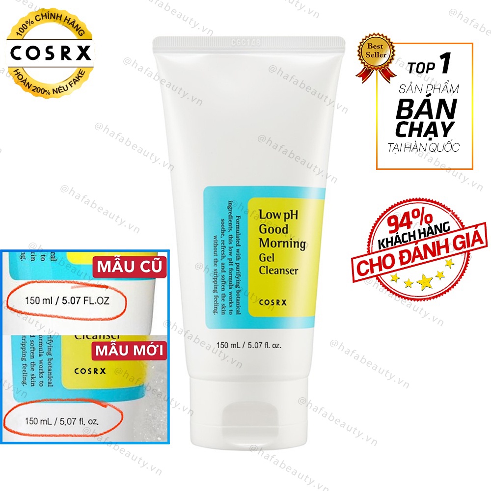 Sữa Rửa Mặt Dạng Gel Cho Da Dầu Mụn, Nhạy Cảm Cosrx Low pH Good Morning Gel Cleanser 150ml _ Cosrx Chính Hãng