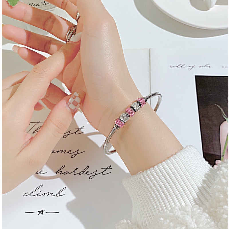 Vòng Tay Đính Đá Nhân Tạo Zircon Titan Ko Đen TT 4271