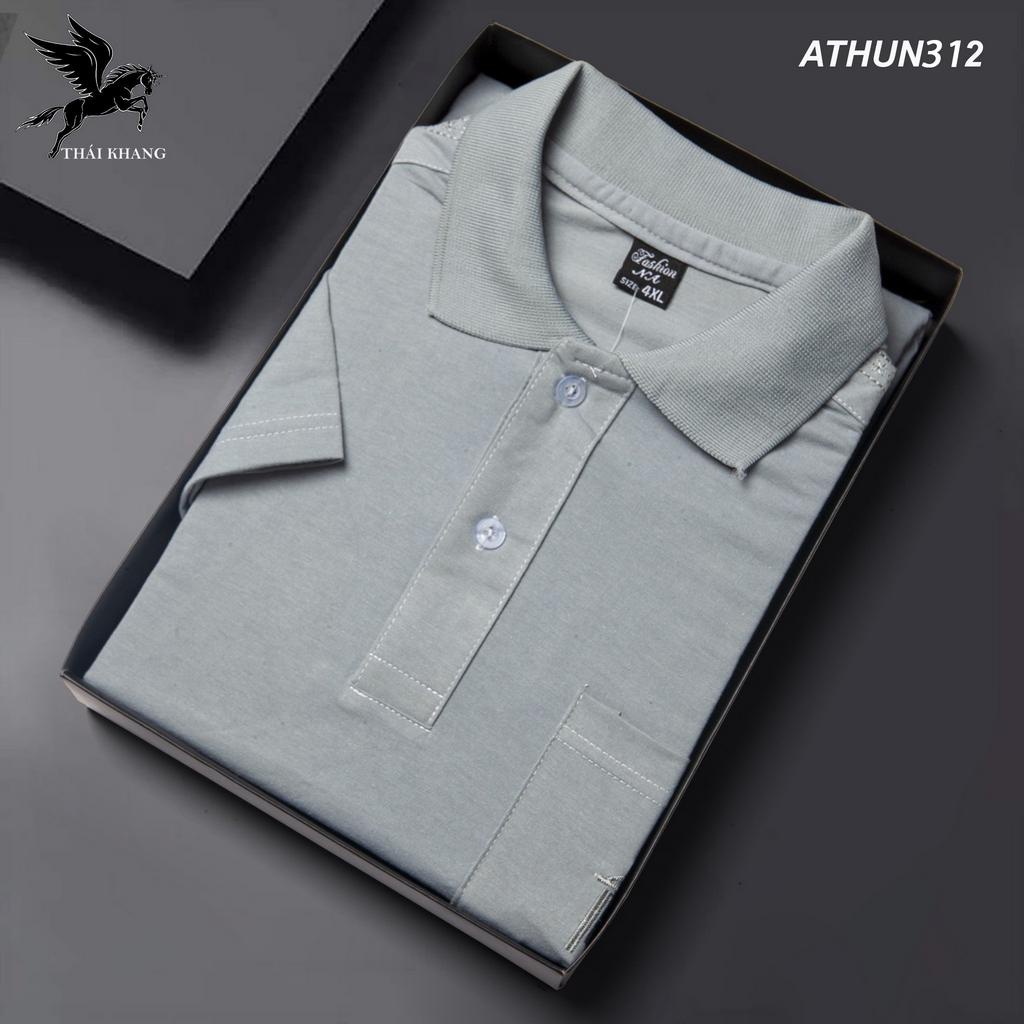 Áo thun nam trung niên ngắn tay có cổ vải cotton đẹp loại áo thun ngắn tay trung niên thiêu túi ATHUN13