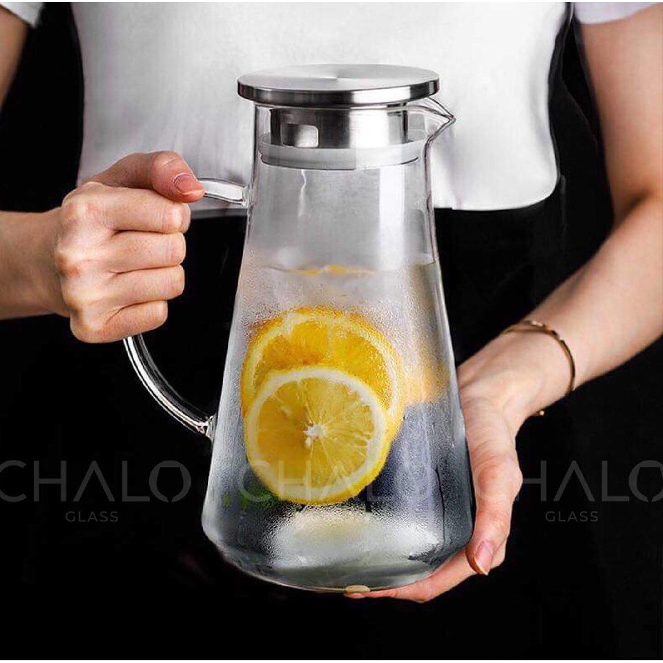 Bình trà thủy tinh chịu nhiệt  nắp inox 1800ml | BigBuy360 - bigbuy360.vn