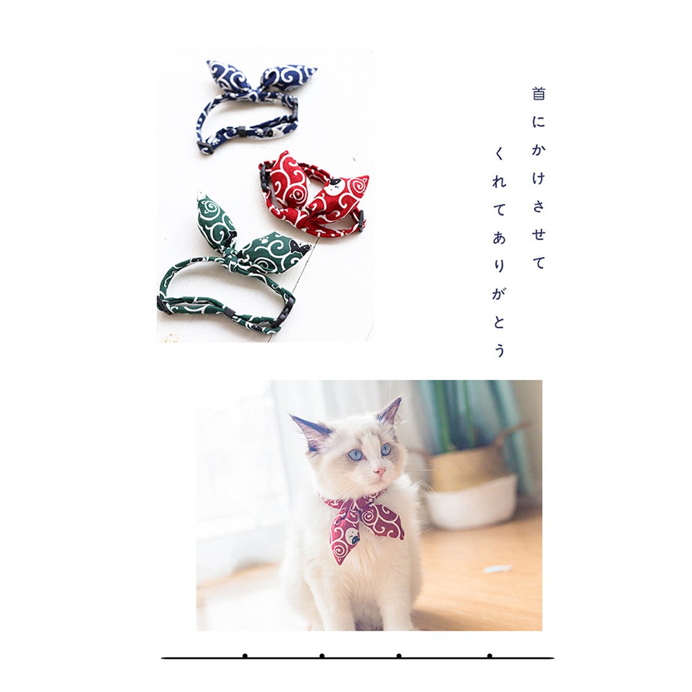 Khăn quàng cổ cho mèo bông Kiểu Nhật Bản có thể điều chỉnh cho chó mèo Nơ buộc Phụ kiện chải lông