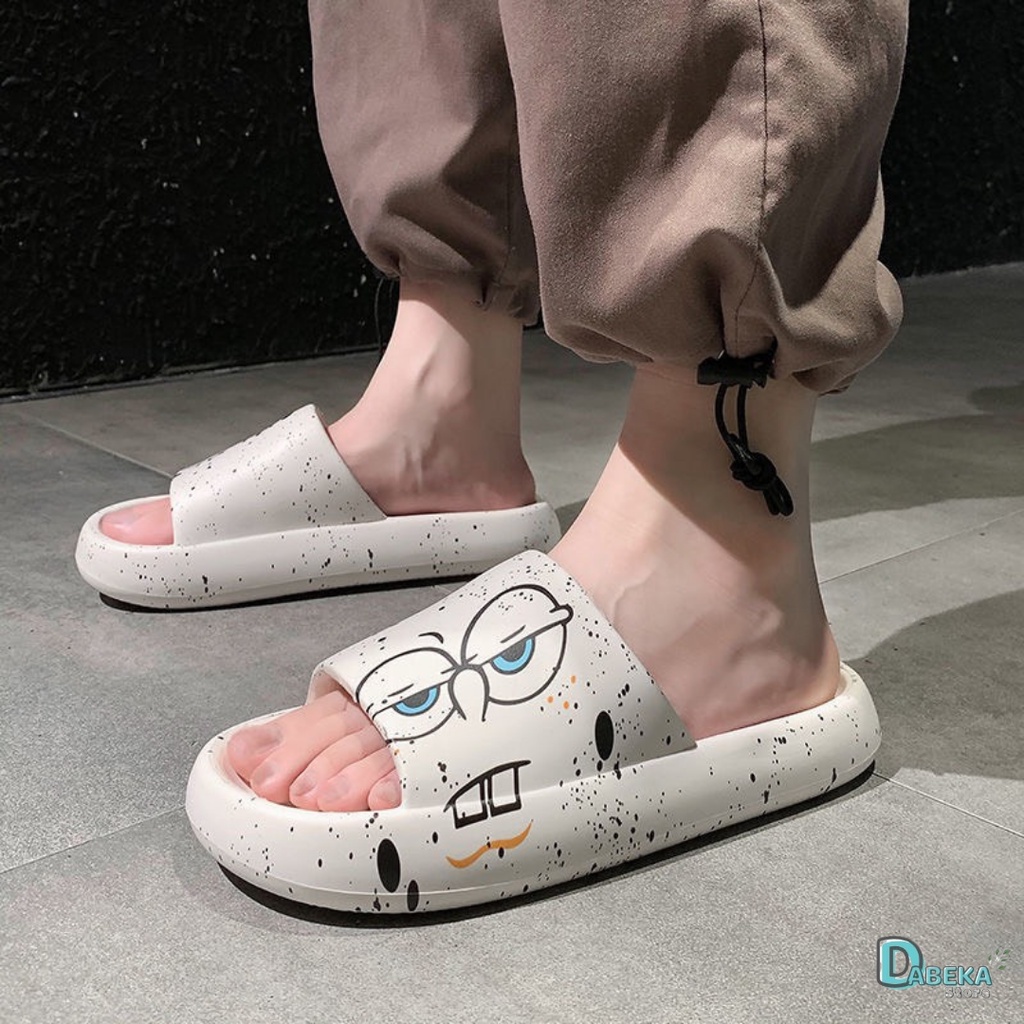 Dép Quai Ngang Hở Mũi Đế Cao Unisex Ulzzang Hoạ Tiết Cute - Dép Đế Bánh Mì Nam Nữ Hoạt Hình Ngộ Nghĩnh - Dabeka - D035