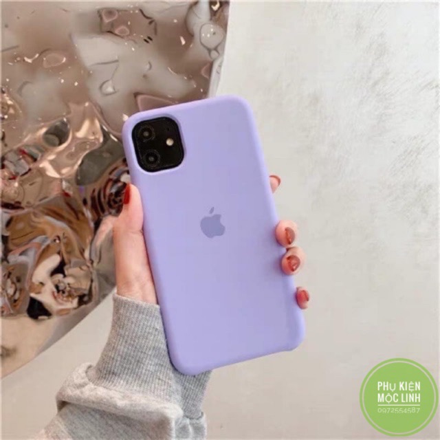 ✨Iphone 6 đến 11 pro max✨#Sỉ 25k- Ốp chống bẩn tím nhạt mộng mơ 2020 dễ lau chùi logo quả táo lót nỉ chống sốc silicon