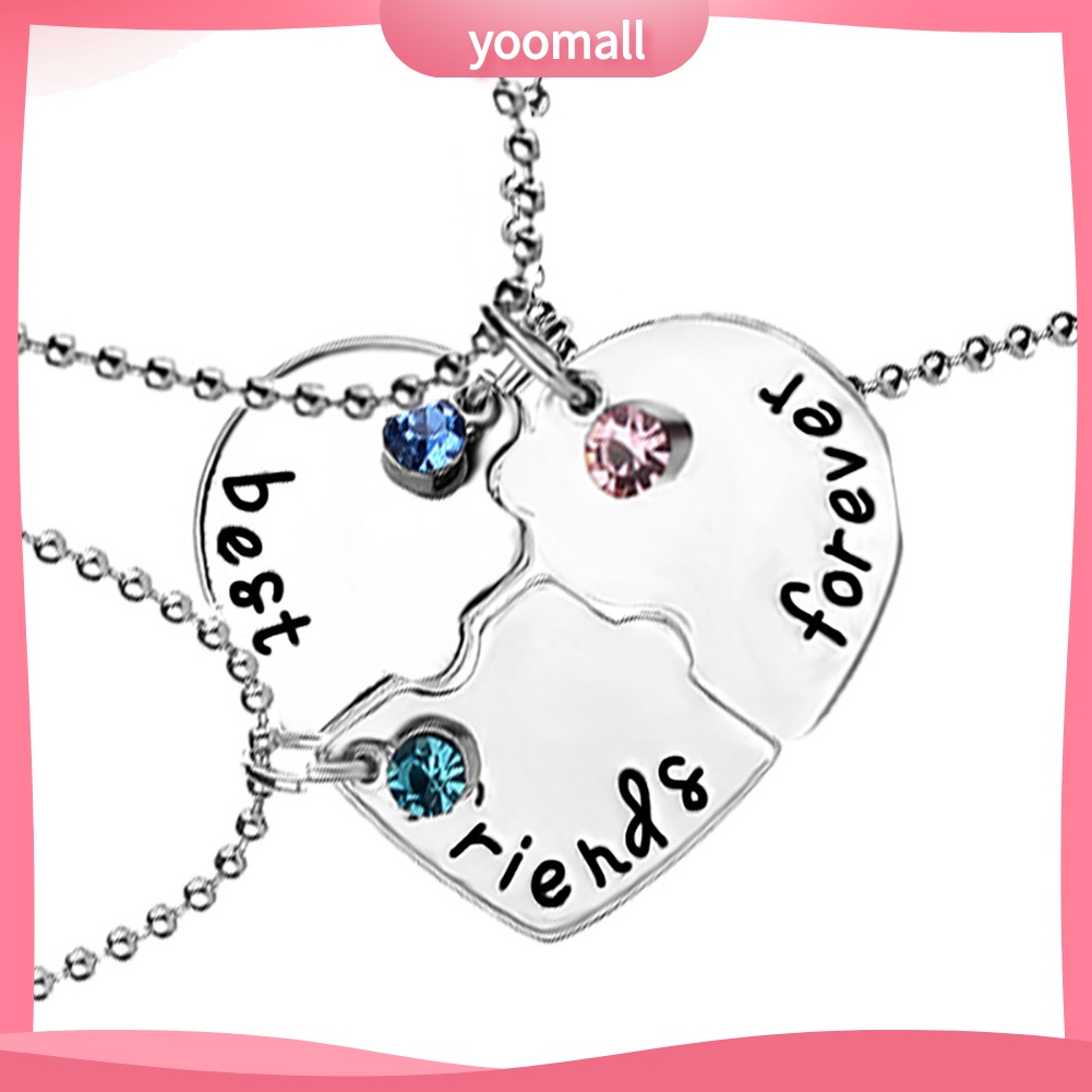 3 dây chuyền tình bạn mặt trái tim đính đá thời trang