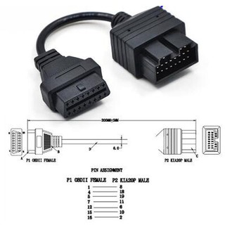 Dây cáp kết nối máy chẩn đoán lỗi elm327 obd 2 cho kia 20 pin sang 16 pin obd2
