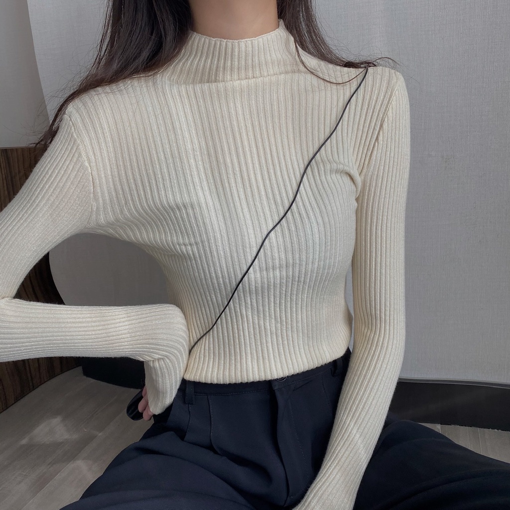 Áo len cổ lọ dài tay thời trang nữ