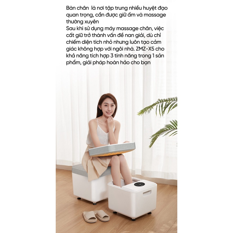 Máy massage ngâm chân sưởi ấm 3 trong 1 HITH ZMZ-X5 - Đệm sưởi - Ghế đôn