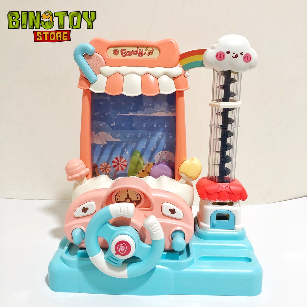 Máy bắt hạt đậu, hứng bi hình đám mây kèm vô lăng ô tô, có đèn nhạc vui nhộn cho bé pinball BINO 062