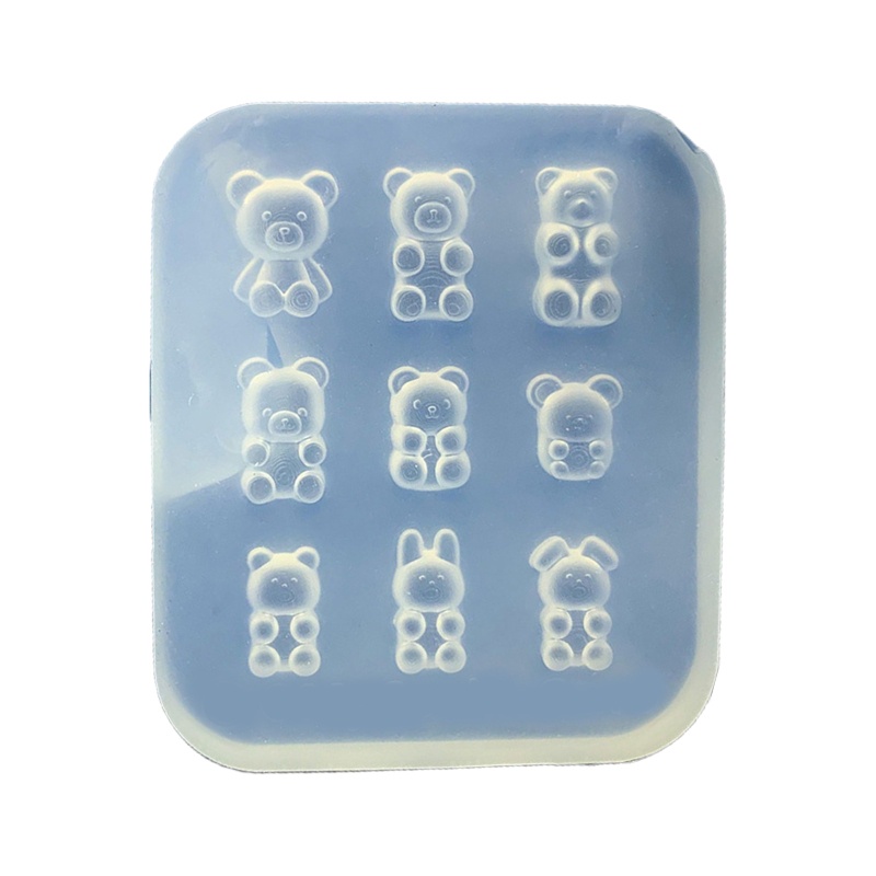 Khuôn Silicone Làm Móc Khóa Hình Chú Gấu Nhỏ Lấp Lánh