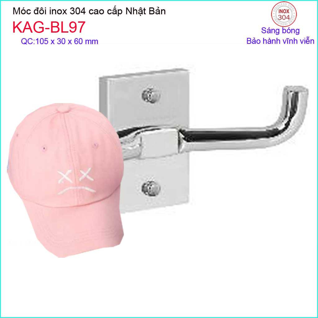 Móc khăn 2 Inox Kace, móc đôi Inox SUS304 Nhật Bản, móc treo đồ