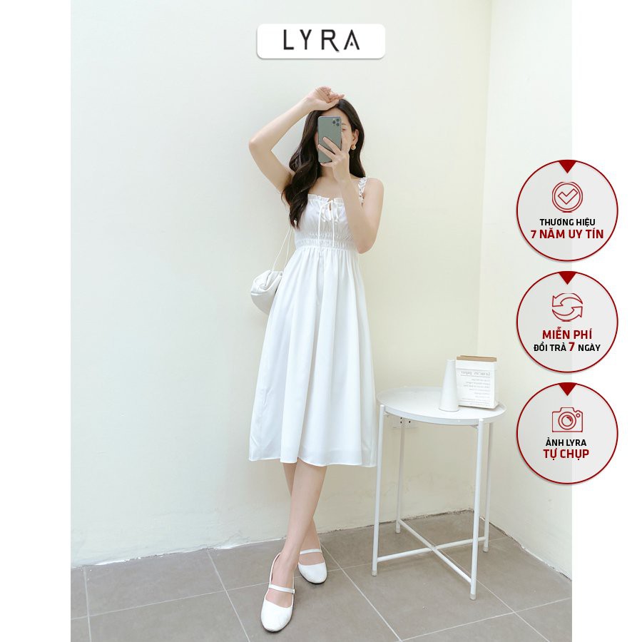 Váy hai dây bèo bản to thiết kế by LYRA, vải đũi cao cấp dáng xòe chun eo ngọt ngào phong cách Hàn Quốc- LYTVD633