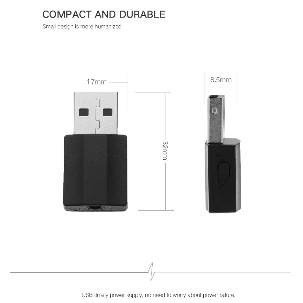 USB Thu Phát Tín Hiệu Âm Thanh Bluetooth 5.0 Mini 2 Trong 1 Đầu Cắm 3.5mm Tiện Dụng