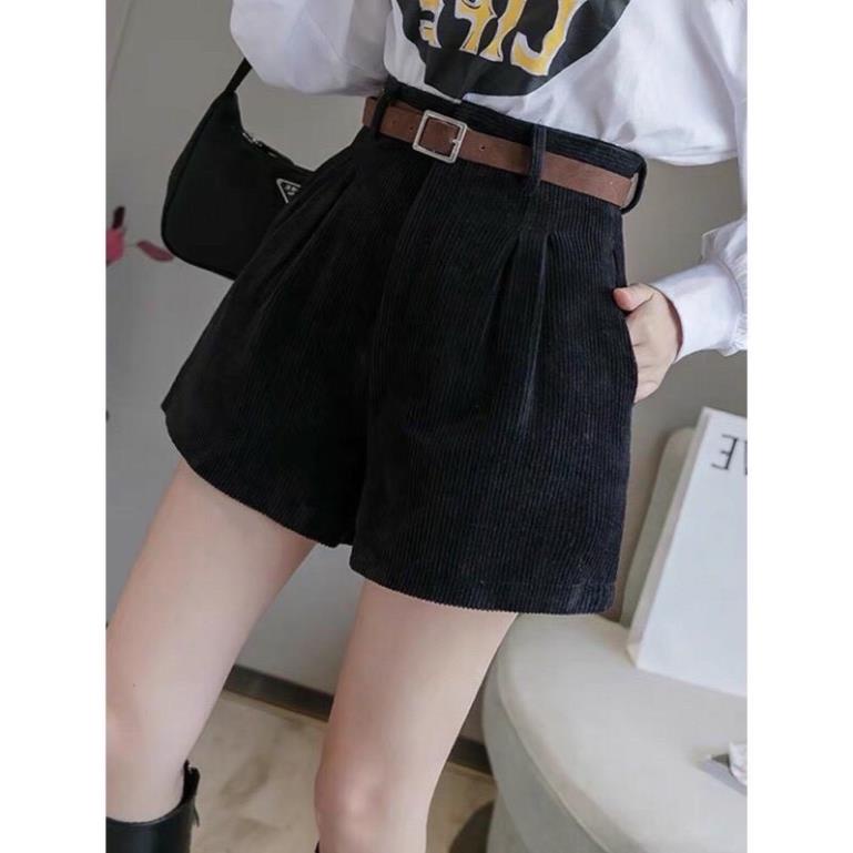 Quần short nhung tăm cạp khóa quần đùi nữ siêu hot (không kèm belt)