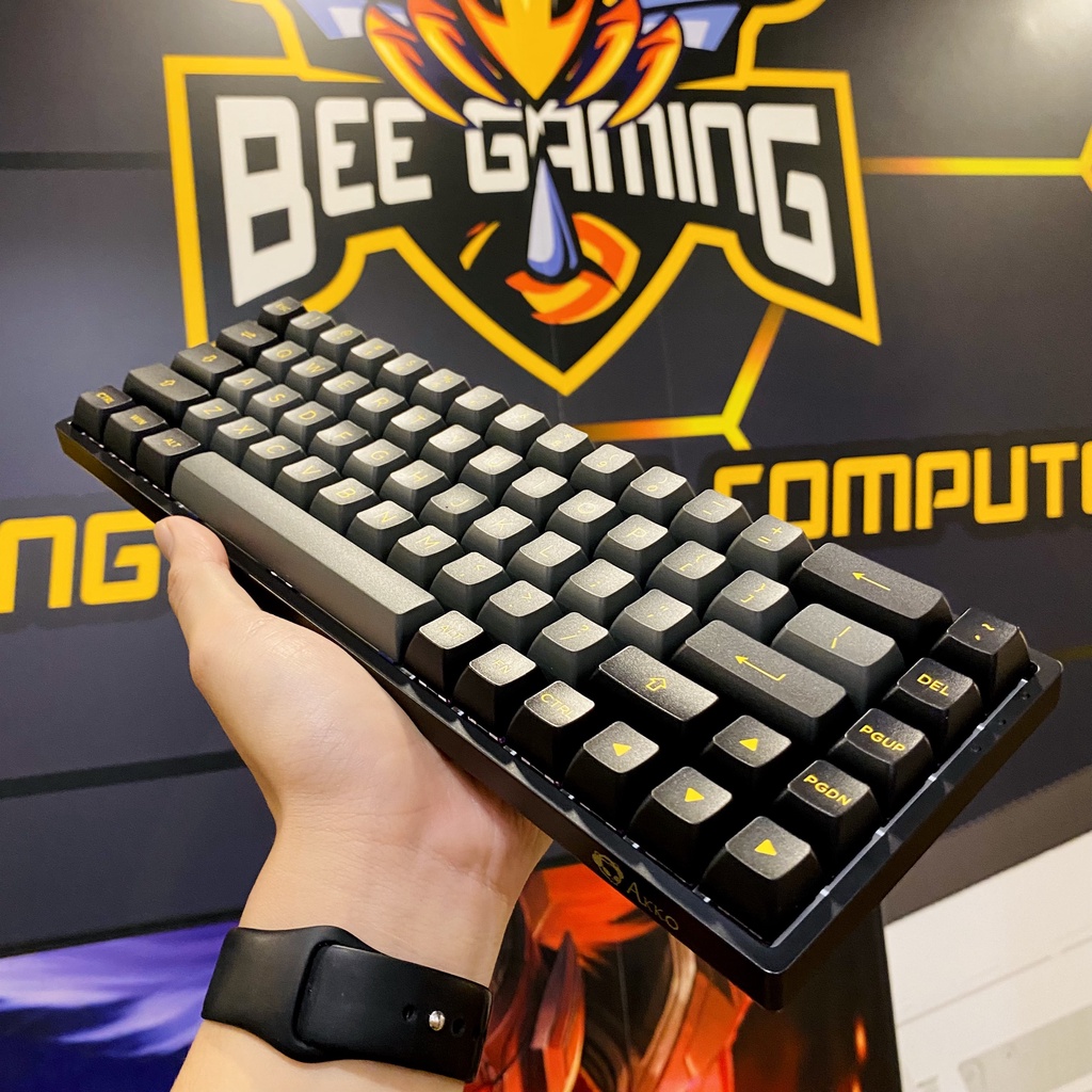 Bàn phím cơ không dây AKKO 3068B Multi-modes Black Gold - Led RGB - Hotswap tích hợp Foam tiêu âm