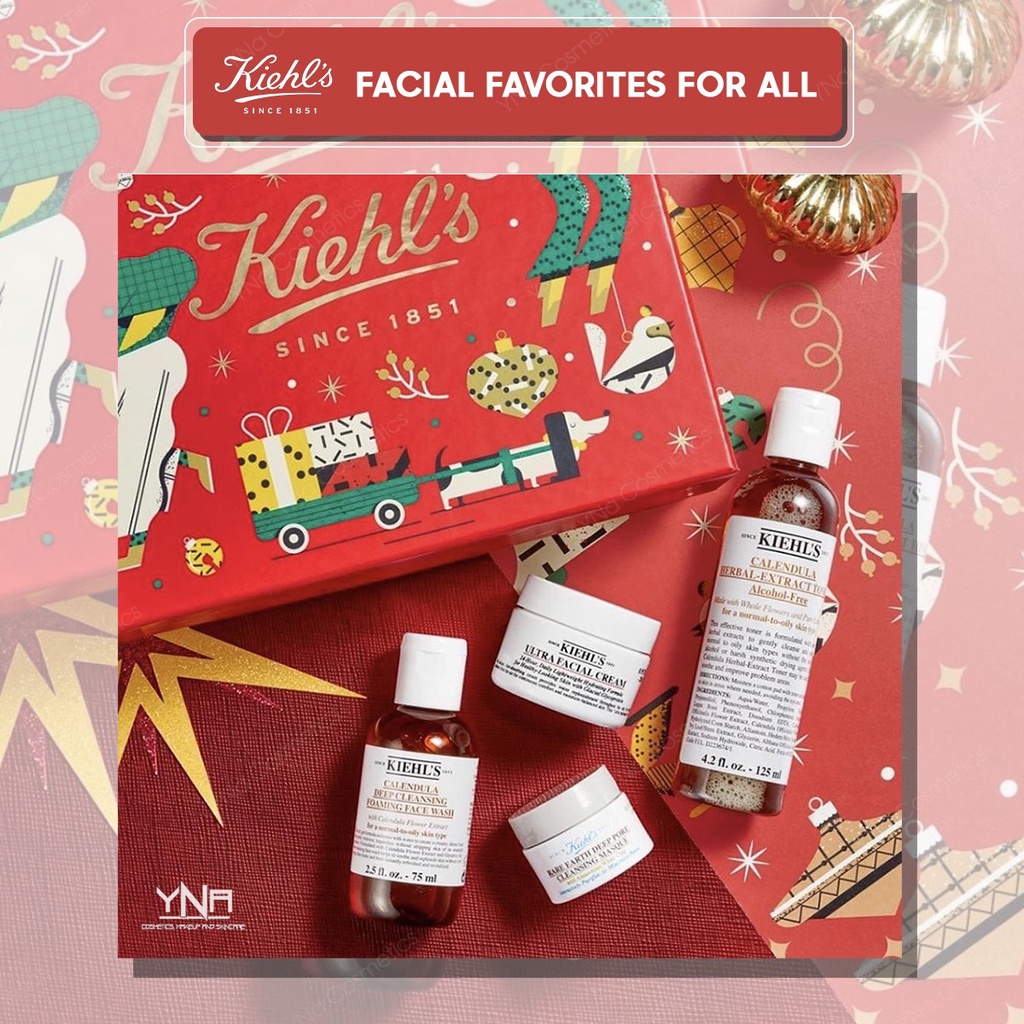 Set 4 Món Kiehl's Facial Favorites For All( 1 Sữa rửa mặt + 1 Toner + 1 Kem dưỡng + 1 Mask Đất sét)