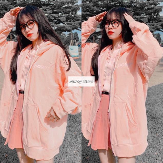 -HÀNG NHẬP KHẨU Áo Khoác Hoodie Dây Kéo Form Rộng POW Ulzzang (ẢNH THẬT) Liên hệ mua hàng 084.209.1989